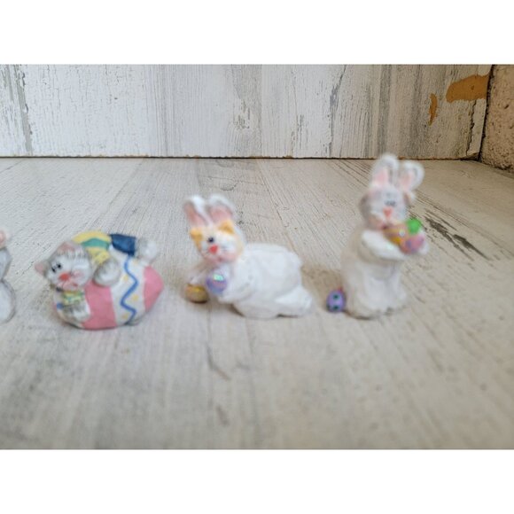 Eddie Walker miniature cat Easter bunnies set egg hunt figure spring - Picture 4 of 8
